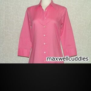J CREW KELLY BLOUSE PINK WHITE MIRCO DOT  COTTON M